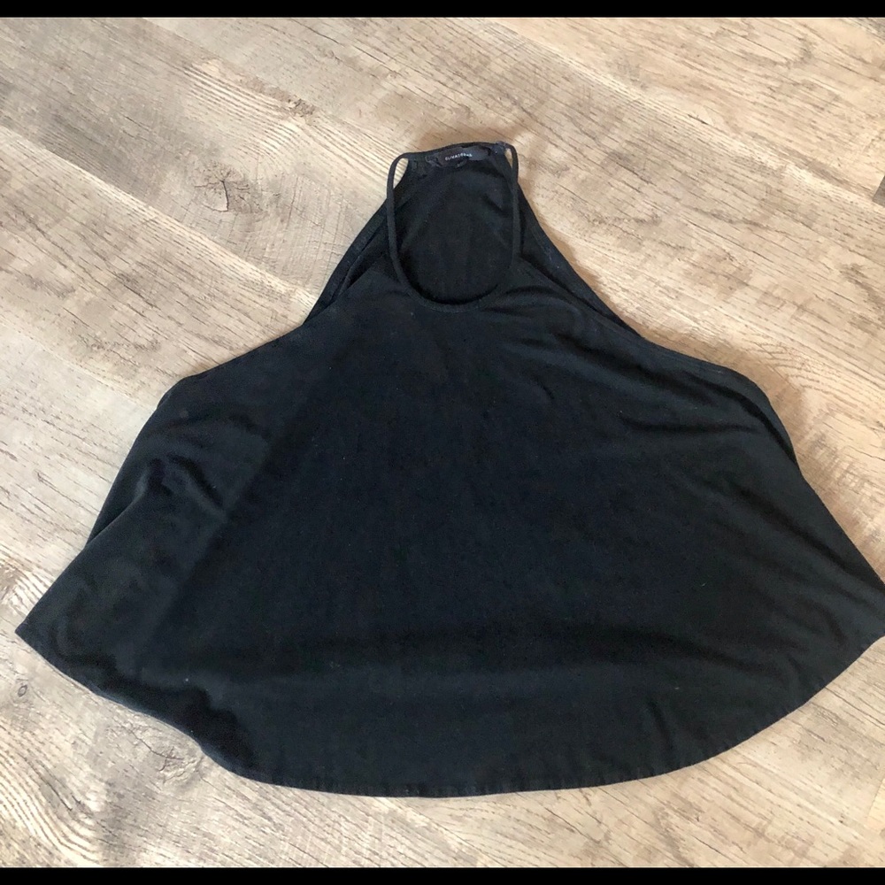 Olivaceous Black Sleeveless Swing Halter Top. M
